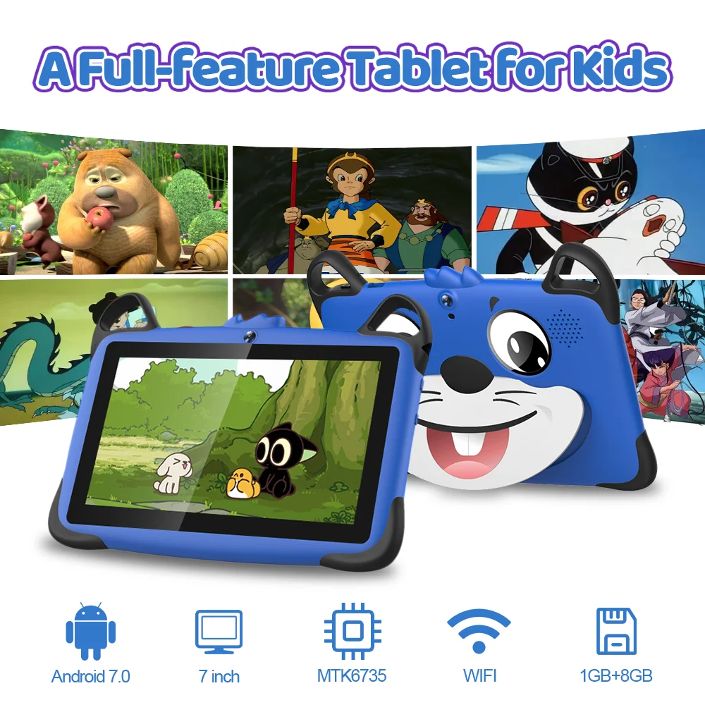 The Puzzle game parental control Eye protection cheap kids android7 rugged tablet 7 inch tablet pc for children toy kids tablet