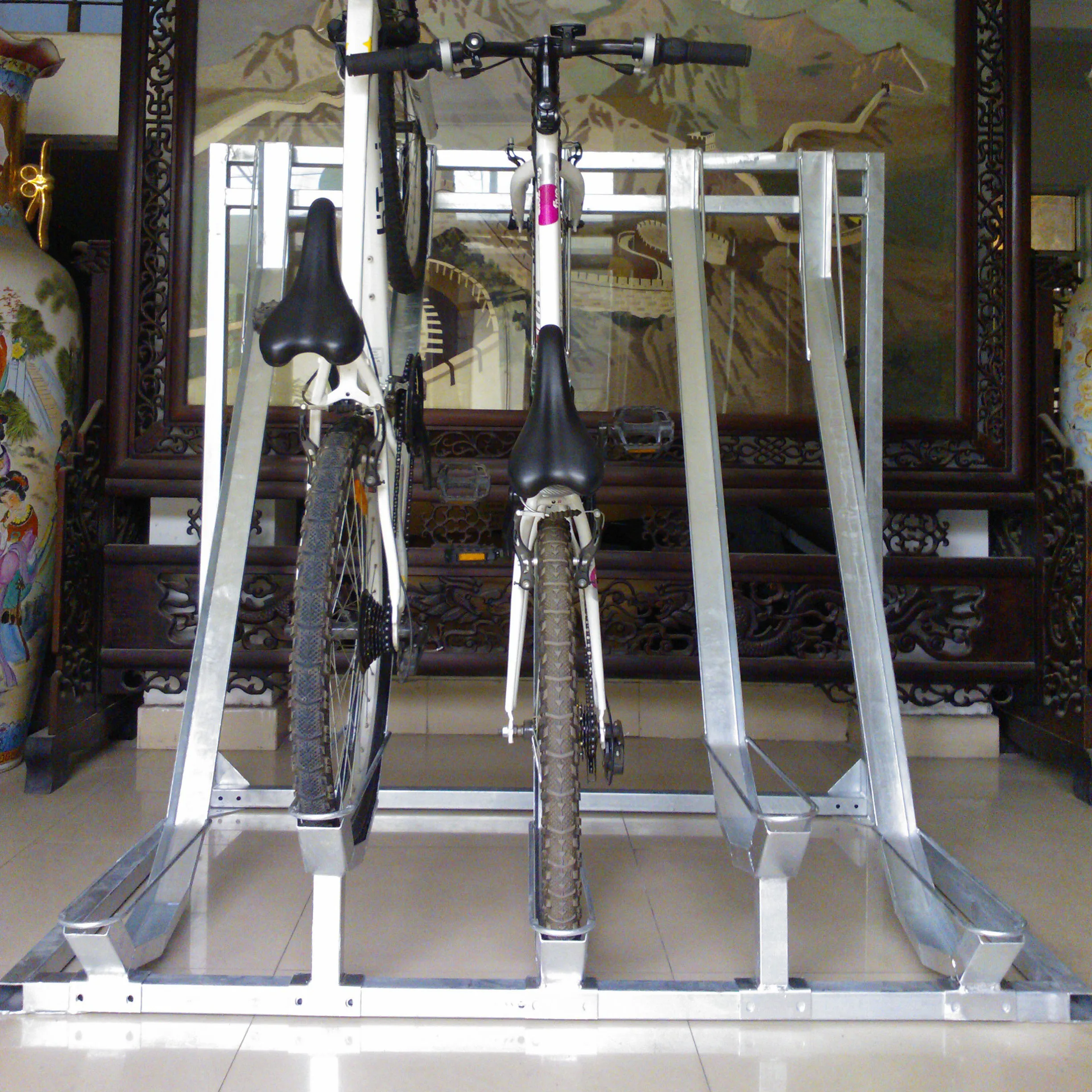 Durable commercial multi-capacity bike stop galvanized cycle rack bicycle  l-shaped parking storage stand