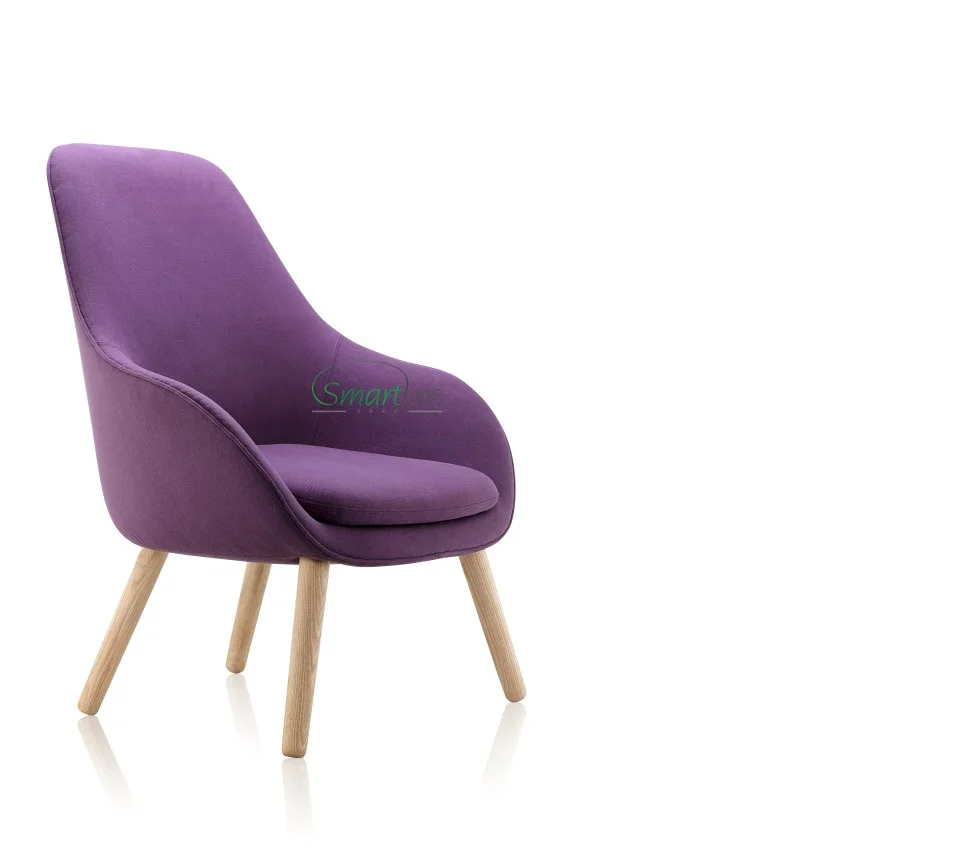 Comfortable Moulded foam High back Armchair with ash wood leg
