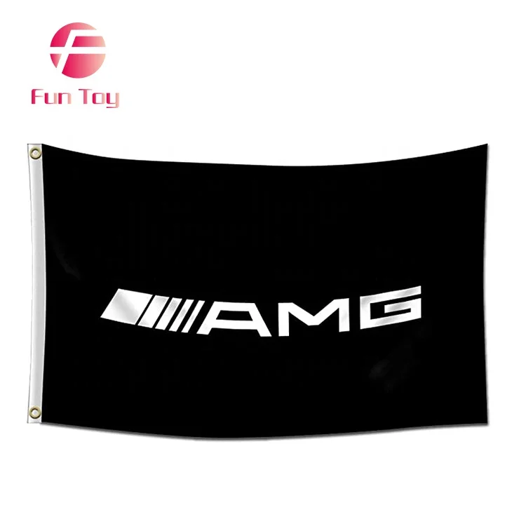 Custom Mercedes Checkered AMG 100D polyester Man Cave 3x5Feet Garage with Brass Grommets