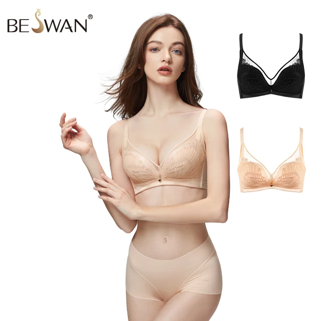 Beswan high quality ladies big size lingerie bra and panty new design lingerie sexy bra for women