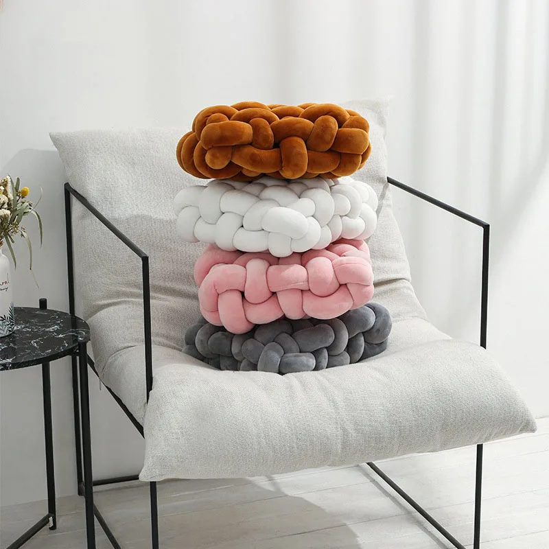 European ins style Solid color plush throw pillows Modern simple square woven chair cushion living room decoration sofa cushions