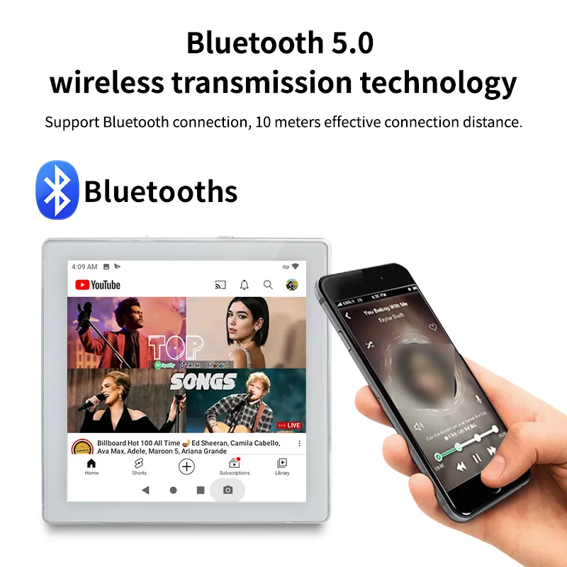 4-inch Android 10.0 Mini Smart WIFI Bluetooths Wall Amplifier HiFi Touch Screen Supports 150 Languages Home Audio System