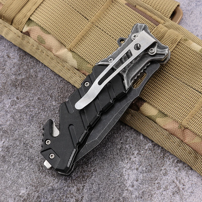 Free Sample New Camping Wholesale 3Cr13 Steel Black Blade G10 Handle Tactical Survival Hunting Knife Pocket Knife Folded Knives