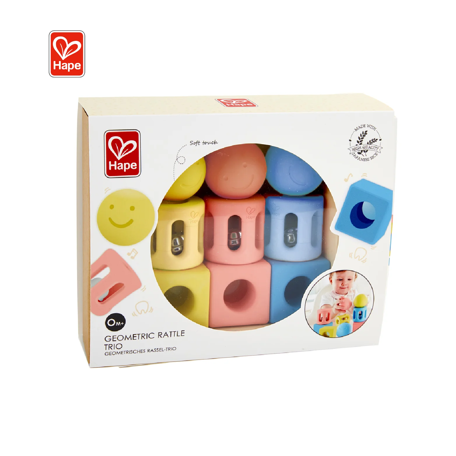 HAPE безопасный материал на рисовой основе Геометрическая погремушка коллекционная игрушка для 0 м +