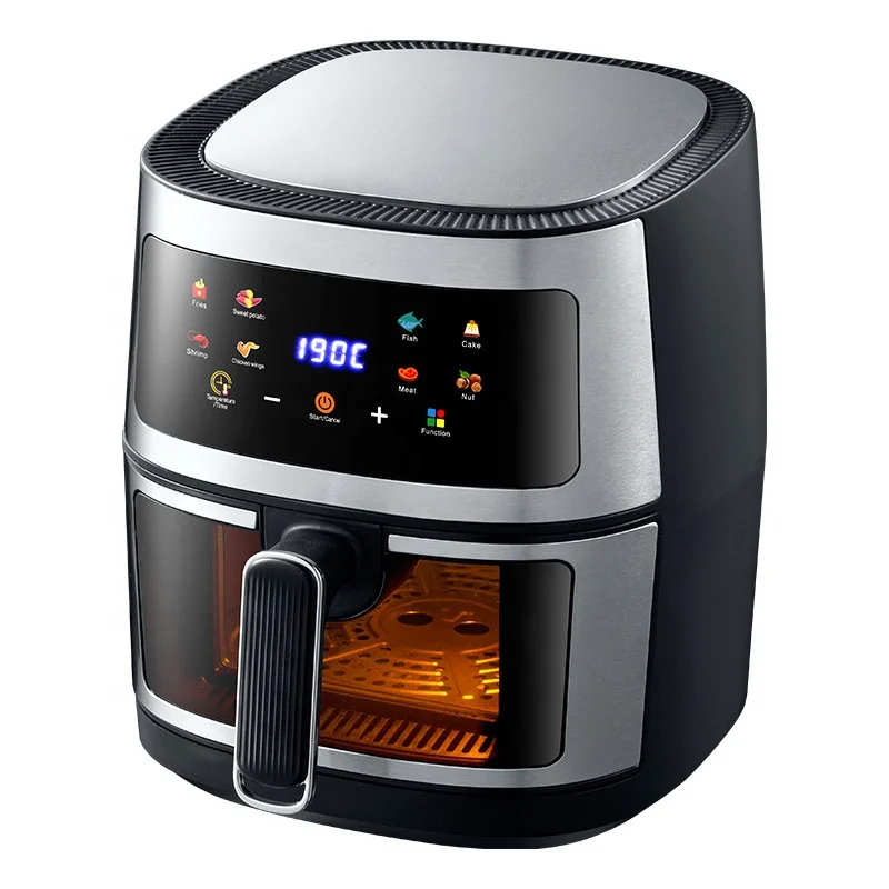 China Hot air Fryer Oven 5L Smart Oil Free Multifunctional Glass Digital Electric air Frier Kitchen air Fryer