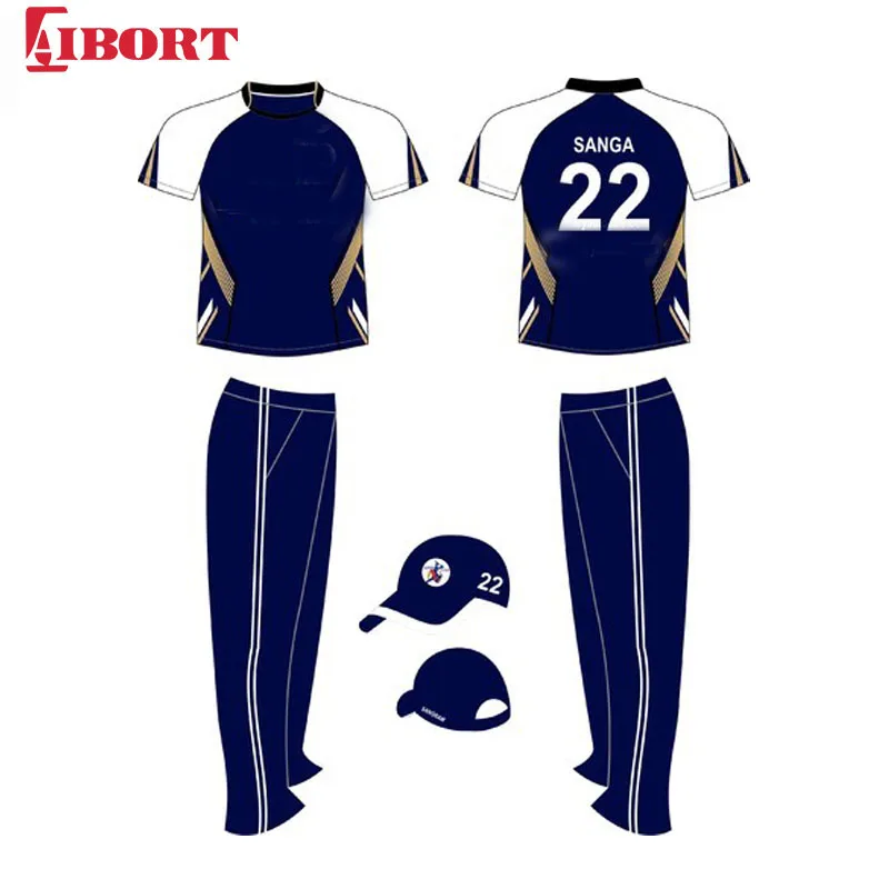 Blue New Sublimation Tennis Shirt Design And Trouser Jersey Cricket OEM Custom your team design logo name number by sublimation