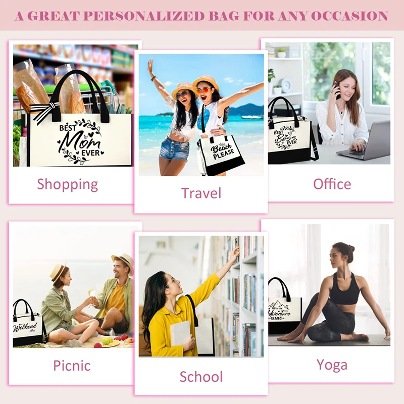 School Mother Day Teacher Gifts Custom Large Capacity Canvas Shoulder Bags Beach Shopping Tote Bag