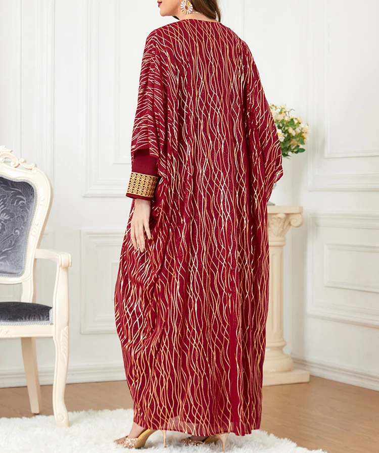 Muslim Style Embroidery Open Abaya Inner Dress 2 Piece Set Islamic Women Clothing Dubai Arab Gorgeous Dazzling Party Costumes