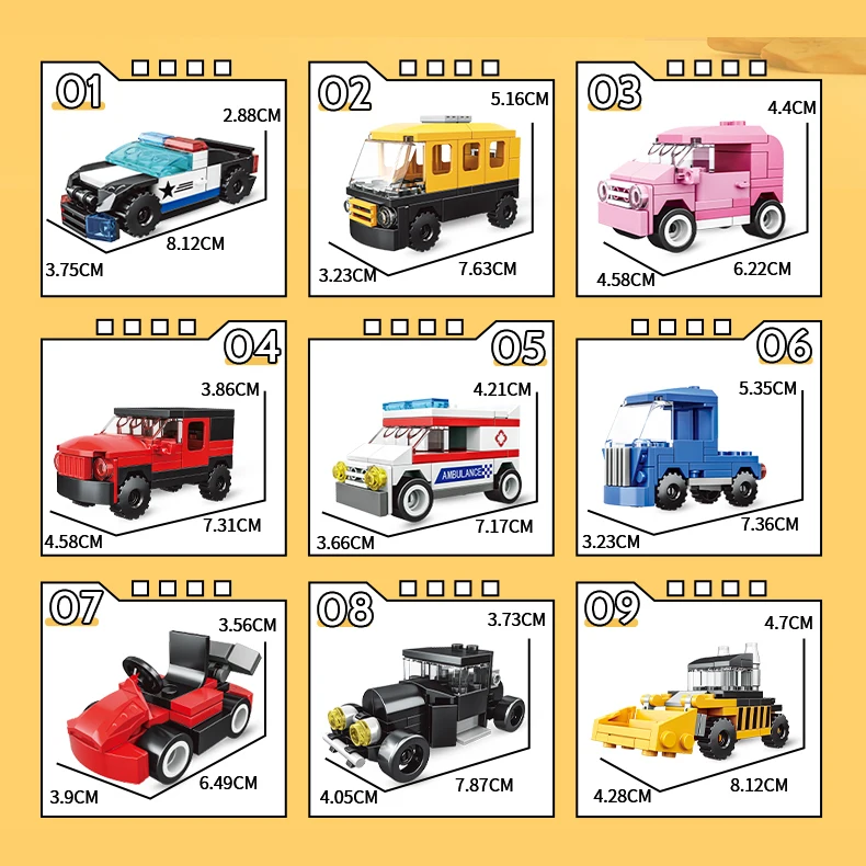 Wholesale Customize Kids Assemble Bus Vehicle Train Car Model Building Blocks Brick Set City Police Cars Toys Puzzle