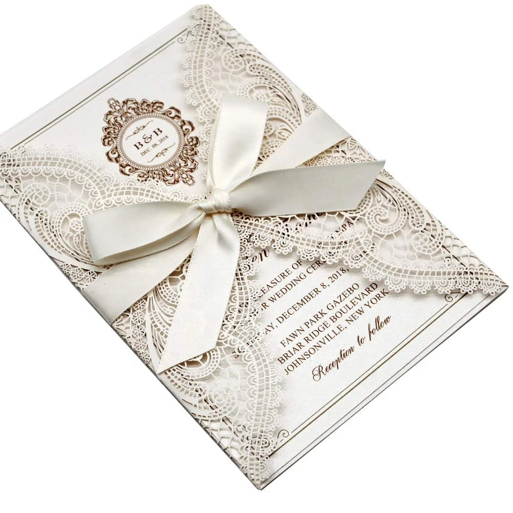 Luxury embossed Wedding Invites Bridal Shower Invitations Elegant Wedding Invitations Cards