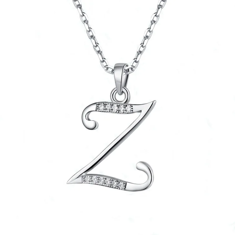 R.GEM. Girl Gift Fashion Simple Chic Jewelry Personalized S925 Sterling Silver Cubic Zirconia Initial Letter Pendant Necklace