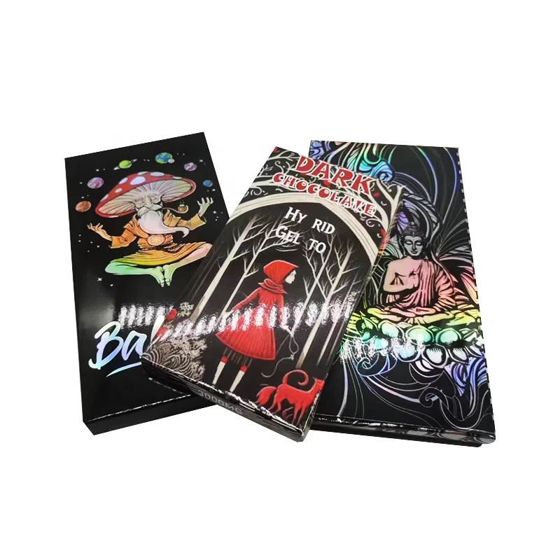 Foil Stamping Embossing Packaging Candy Bar mushroom holographic Chocolate Bar Box