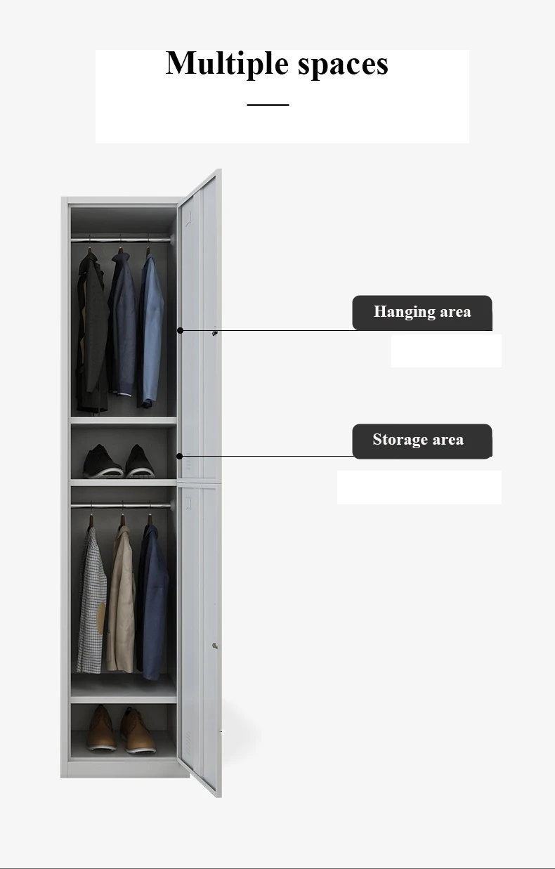 Single 2 door 2 tier locker Wardrobe Closet Cupboard Wardrobes Metal Armoire metal steel cabinet storage gym locker with key