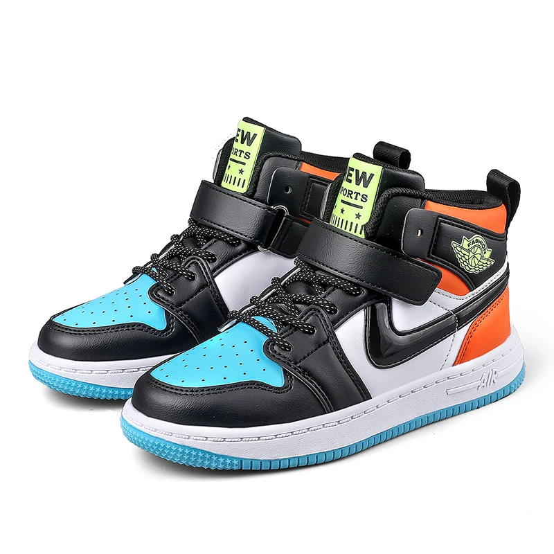 
Wholesalers Children Basketball Shoes Boys Girls Fashion High Top Kids Sneakers 