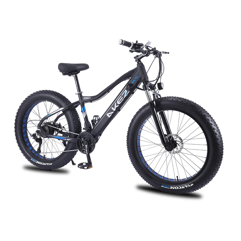 AKEZ 26*4.0inch Fat Tire Electric Bicycle Aluminum Mountain Bike 48V10.4A 750W Powerful bike 27speed Snow Cross Country Bike