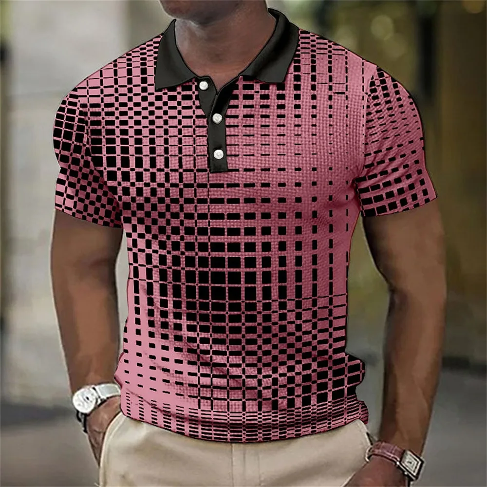 2024 Wholesale Cyber Digital Pattern Polo T-shirt Short Sleeve Cotton/ Polyester Polo Shirts For Men