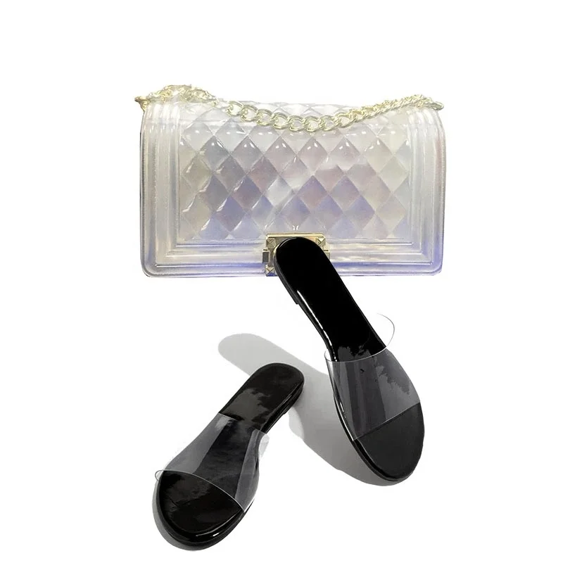
Wholesale 2020 Top Selling Slippers New Arrivals matching shoes and handbags sandals for women jelly purses with slides 