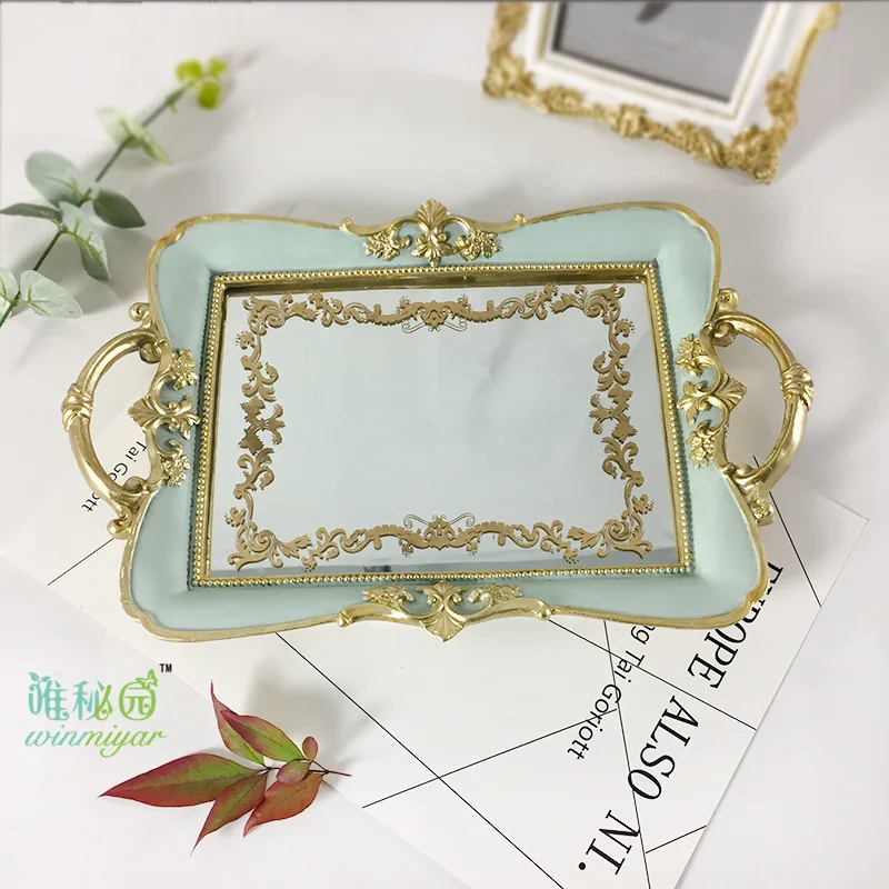 Retro decorative mirror dishes tray tea tray  for girls party or hotel service