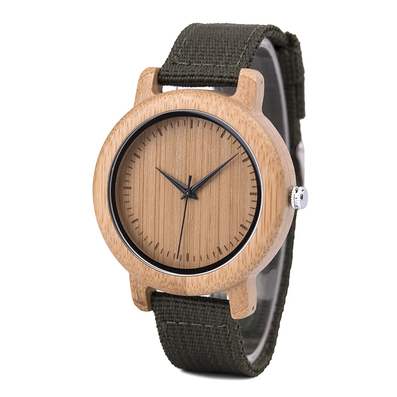 Fashion Couples Bamboo Wooden Watches OEM Men Women Handmade Gifts Nylon Strap Lovers Watch