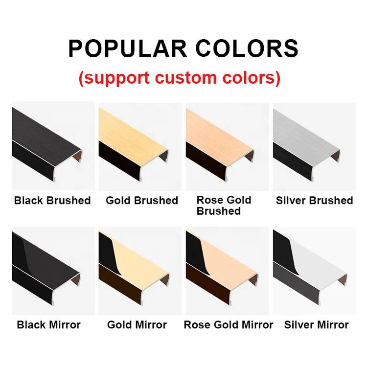 Custom Self Adhesive Brushed Stainless Steel Decorative Strips for Wood Wall Furniture Accessories Gold Edge Mirror
