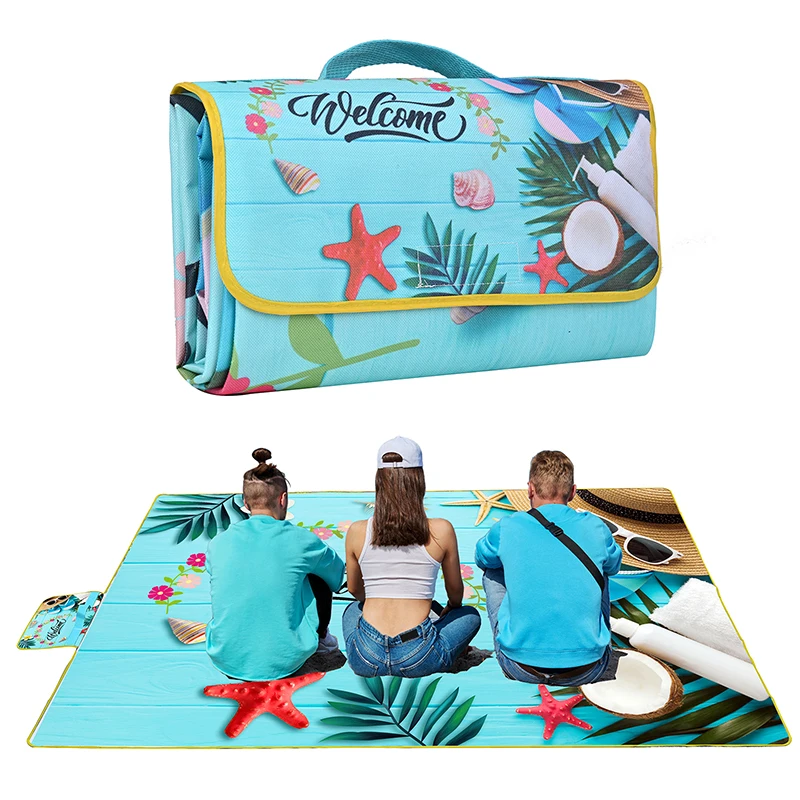 Portable Extra Large Custom Sand Mat Foldable Outdoor Waterproof Camping Picnic Blanket Mat