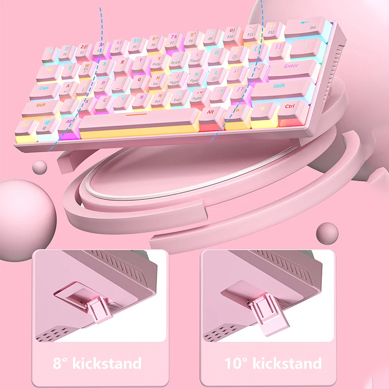 60% Keyboard Rgb Pbt 61 Keykaps Computer Gaming Hot Swap Mechanical Keyboard