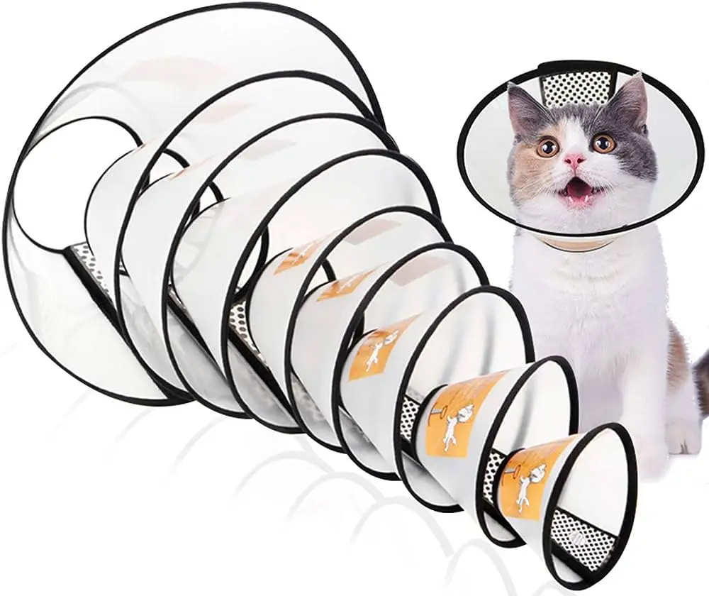 Protective Inflatable Adjustable Plastic Lightweight Elizabethan Dog Cone For Pet After Surgery
