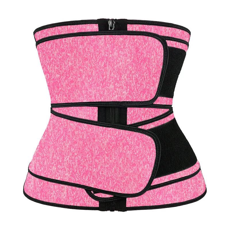 New Pink Elastic Black Body Shaper Belt Best Zipper Fajas Slimming Double Belt Women Wholesale Corsets Latex Waist Trainer