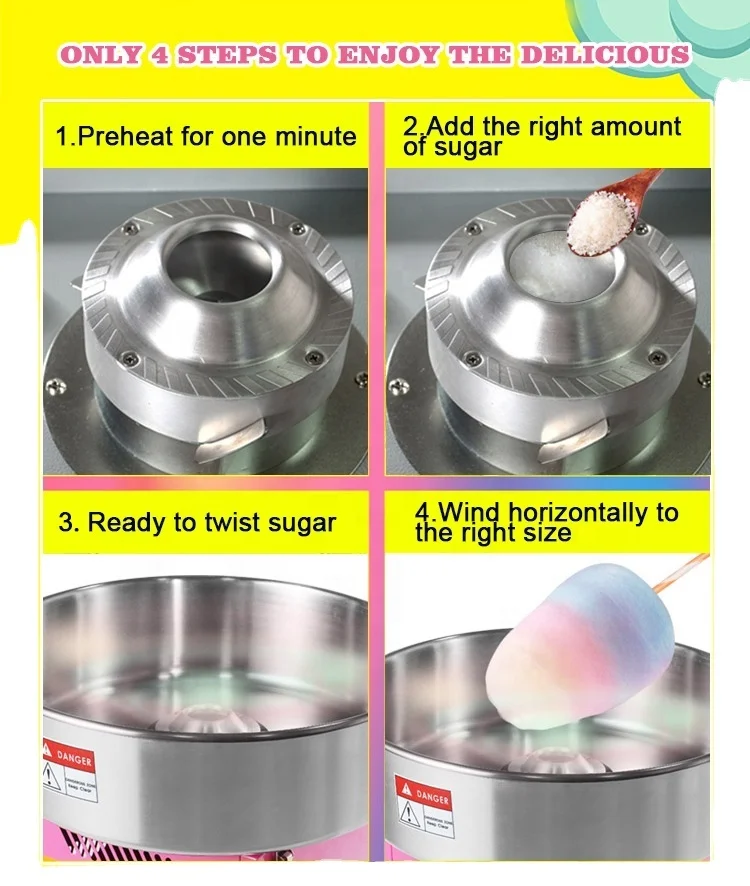 
Stainless Steel Commercial Use Cotton Candy Maker Candy Floss Machine Pink With CE 