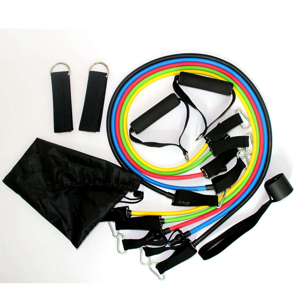
Wholesale Fitness Exercise Resistance Tube Bands 11pcs/Set Gym Equipment Set 