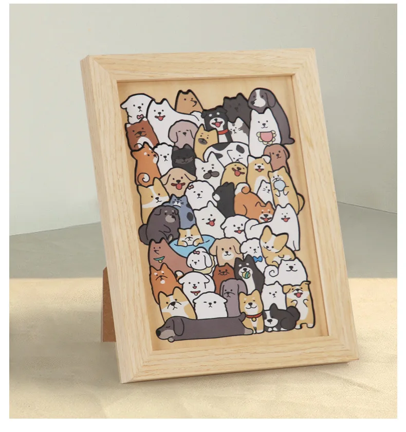 Educational wooden animal stacking jigsaw puzzles cats dogs pandas puzzles
