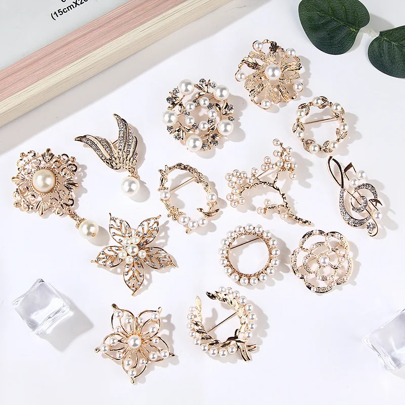 PUSHI hot selling pearl brooch accessories high end Swan rhinestones flower feminine broches fashion jewellery women brooch mix