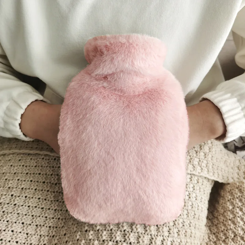 Warm Hot Water Bottle with Soft Plush fur 2.0L Large Hot Water Bag for Pain Relief, Neck, Shoulder Pain and Hand Feet Warmer