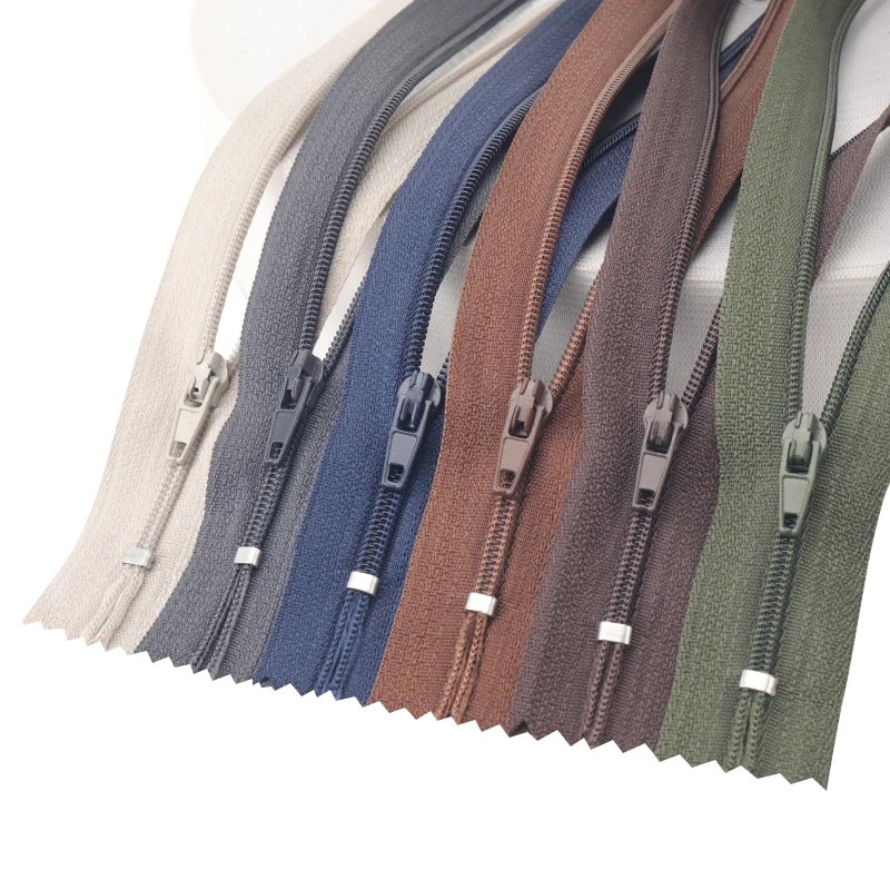 Factory Stock 3# Self-locking Nylon Zipper 23cm Closed End Zipper Color Custom Suit Pants Garment Zipper