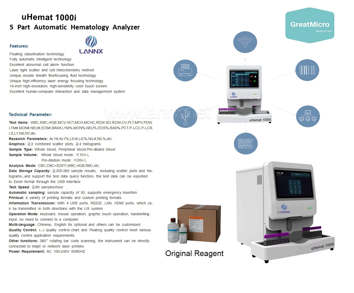 Автомобильный гематологический анализатор LANNX uHemat 1000i со скидкой 5 частей