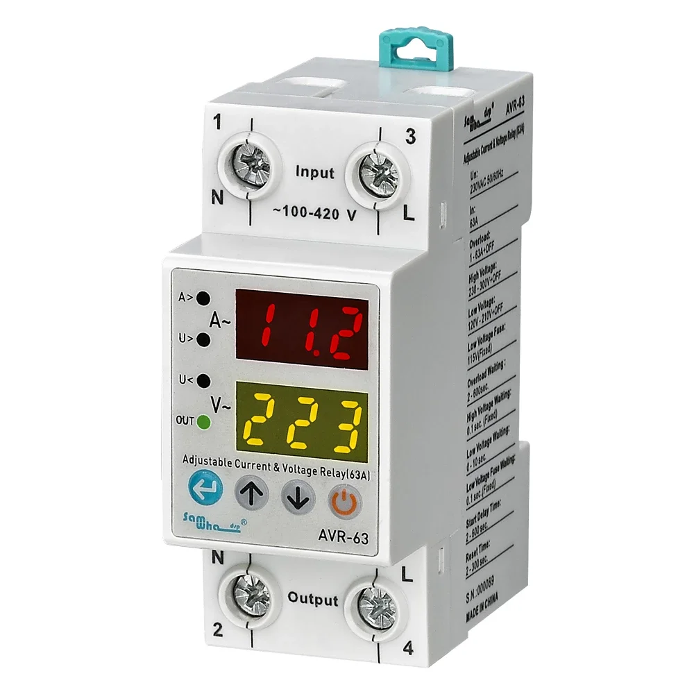 Samwha-dsp 63a 40A Din-рейка регулируемое реле защиты от перенапряжения автоматический протектор