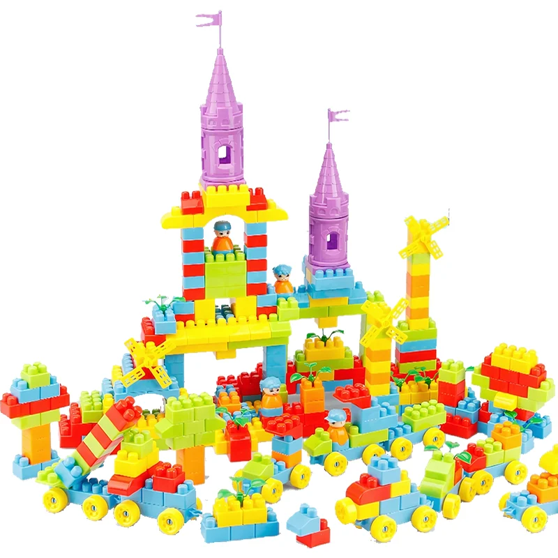 Kindergarten school toy train building blocks educational plastic toys toy car building blocks set
