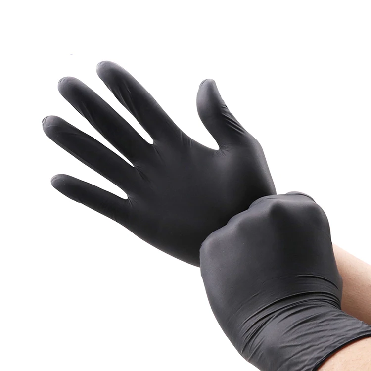 Hair Salons Barber Nitrile Gloves 6Mil Black Powderfree Disposable Pure Nitrile Gloves 100Pcs Waterproof oil-proof