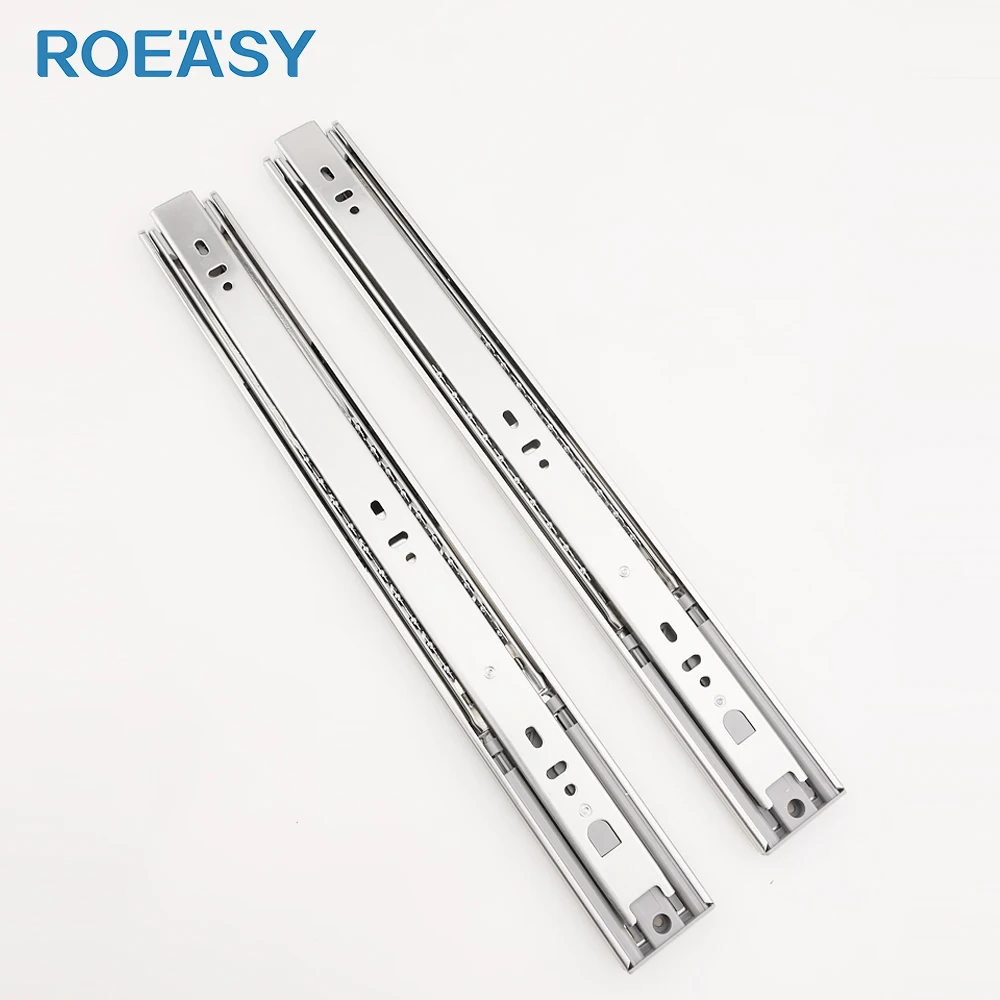 ROEASY Push Open Soft Close Drawer Channel Slides Three Fold Telescopic Ball Bearing Drawer Slide Rail