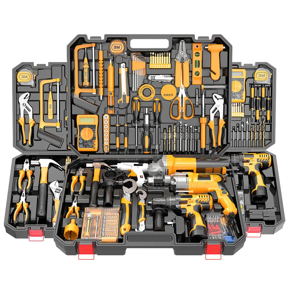 Electric drilling power combination kit wrench tool box suite package Rope -freedrill home manual tool set custom factory