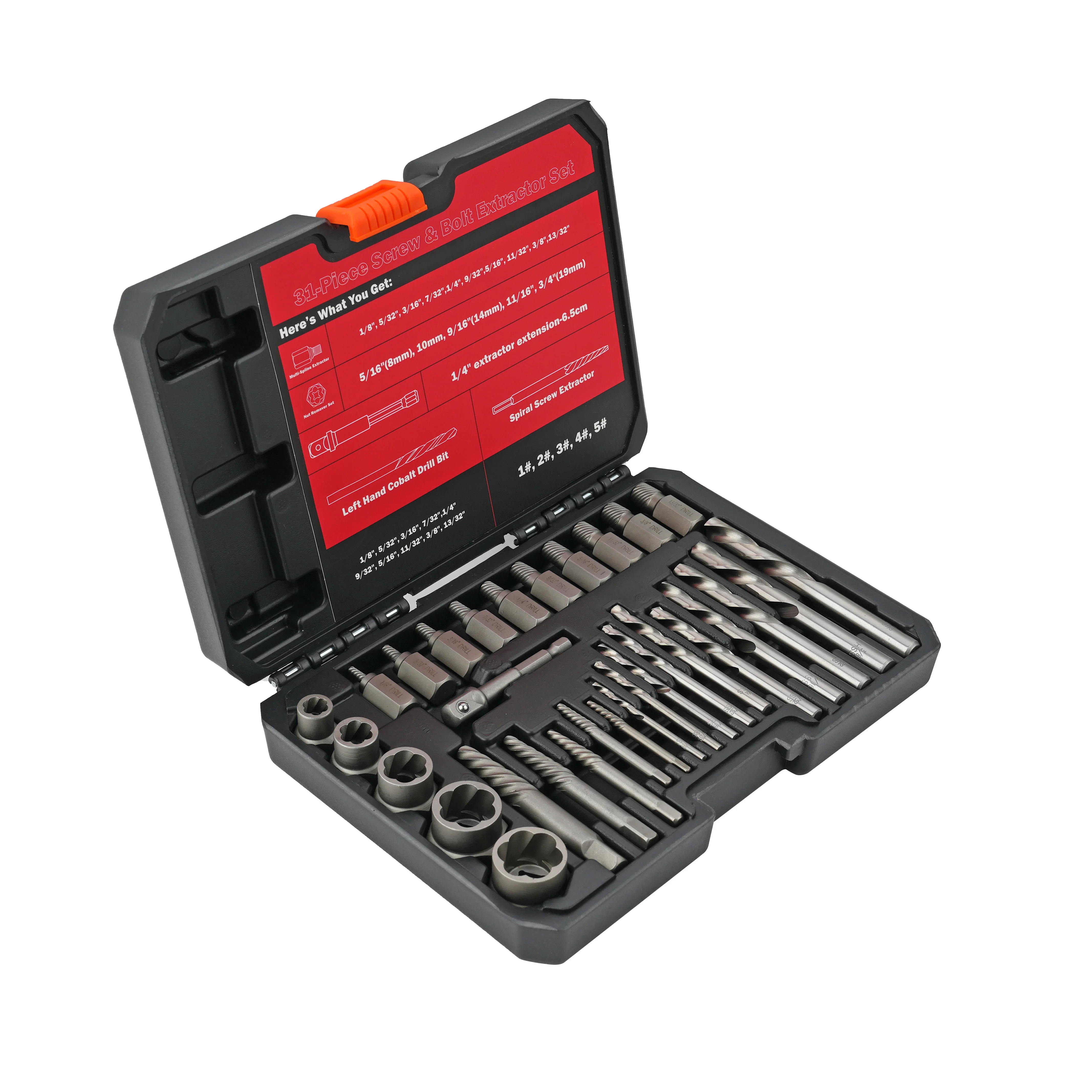 31-Piece Screw&Bolt Extractor Set  Impact Remover Set with Hex Adapter for damaged bolt and Nut Remover