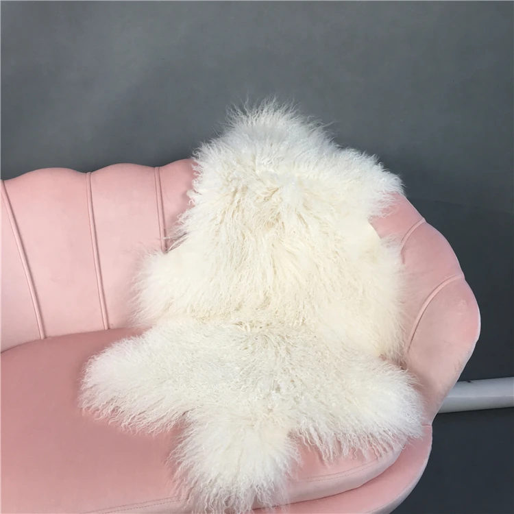 Lamb 120x60cm Yellow Sheepskin Rug Tibetan Mongolian Fur Blanket