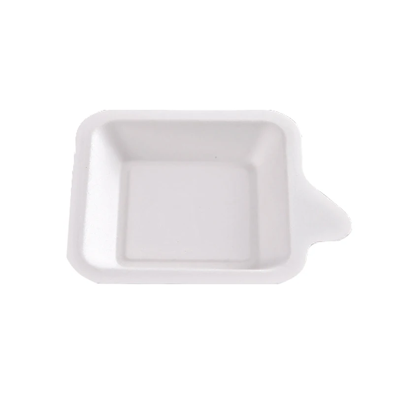 Disposable Bagasse Pulp Cake Stand Size Dessert Square Plate Degradable Knife Fork Spoon Tableware Set