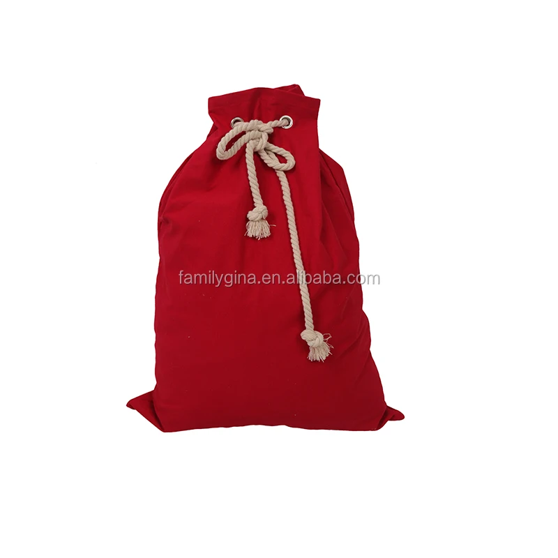 Christmas Gift Bag Decor Custom Blank Cotton Canvas Solid Color Drawstring Santa Sack