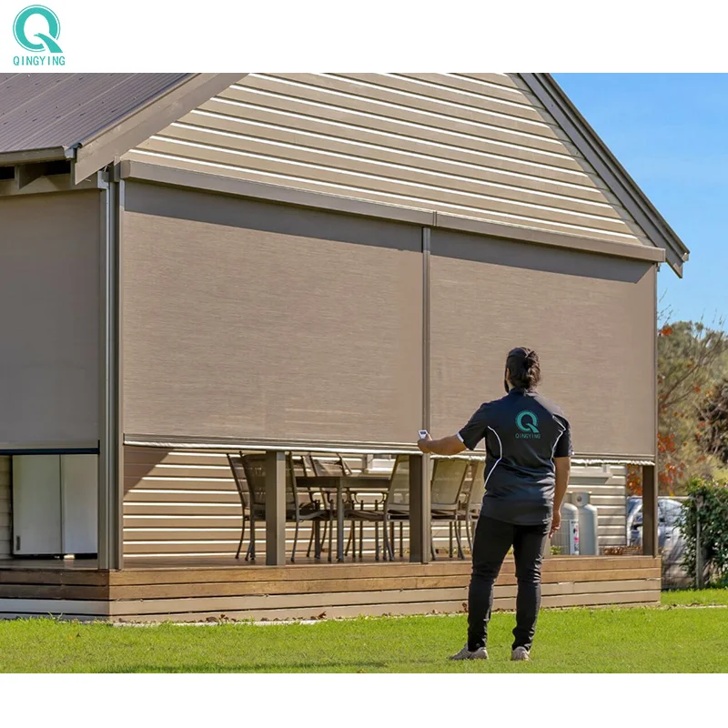 QINGYING outdoor motorised roller blinds with electric drive remote controller
