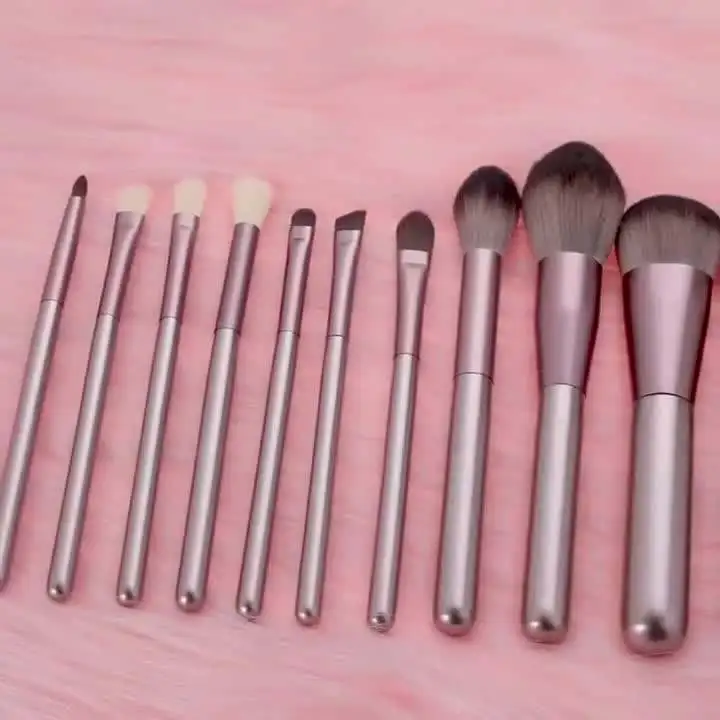 Brushes Holder Case 14 Piece Purple Cosmetic Make up Brush Kit Private Label Makeup Brushes Set