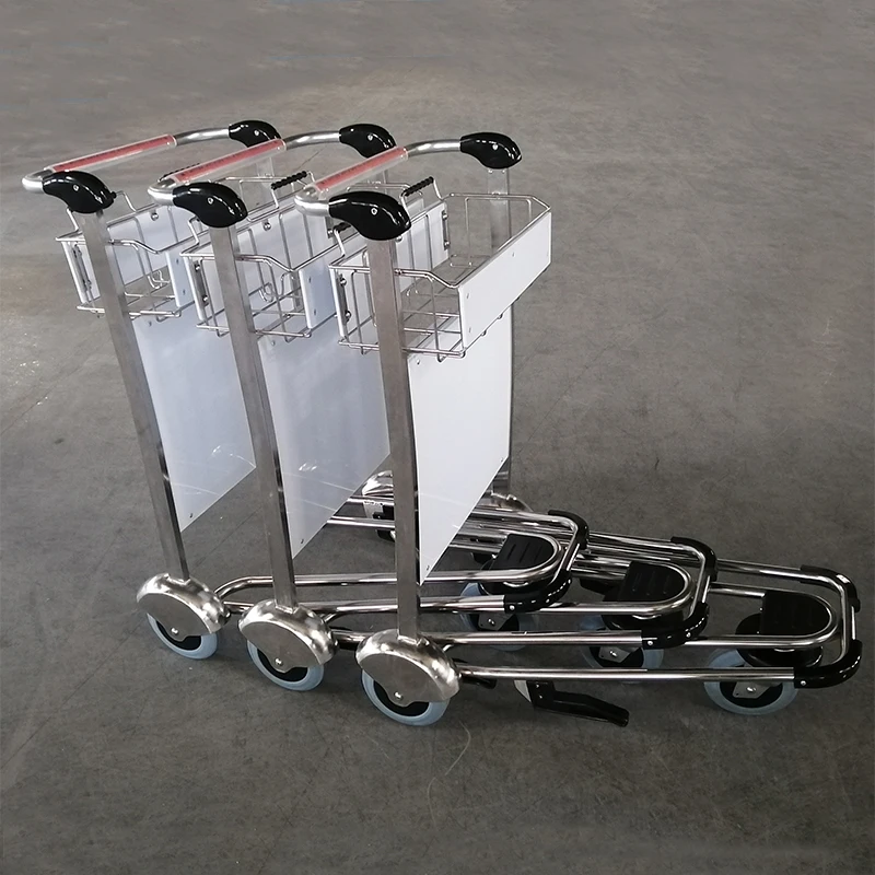 3 Wheel Airport Luggage Trolley Hand Cart Passenger Baggage Airport Trolley With Brake Rubber Wheel