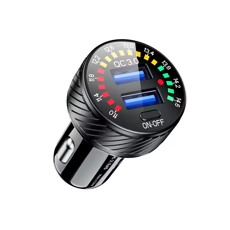 DC 12V / 24V Fast Charging Socket Power Outlet 36W QC3.0 Dual USB Car Charger with Voltmeter Switch for Car Boat Marine Bus
