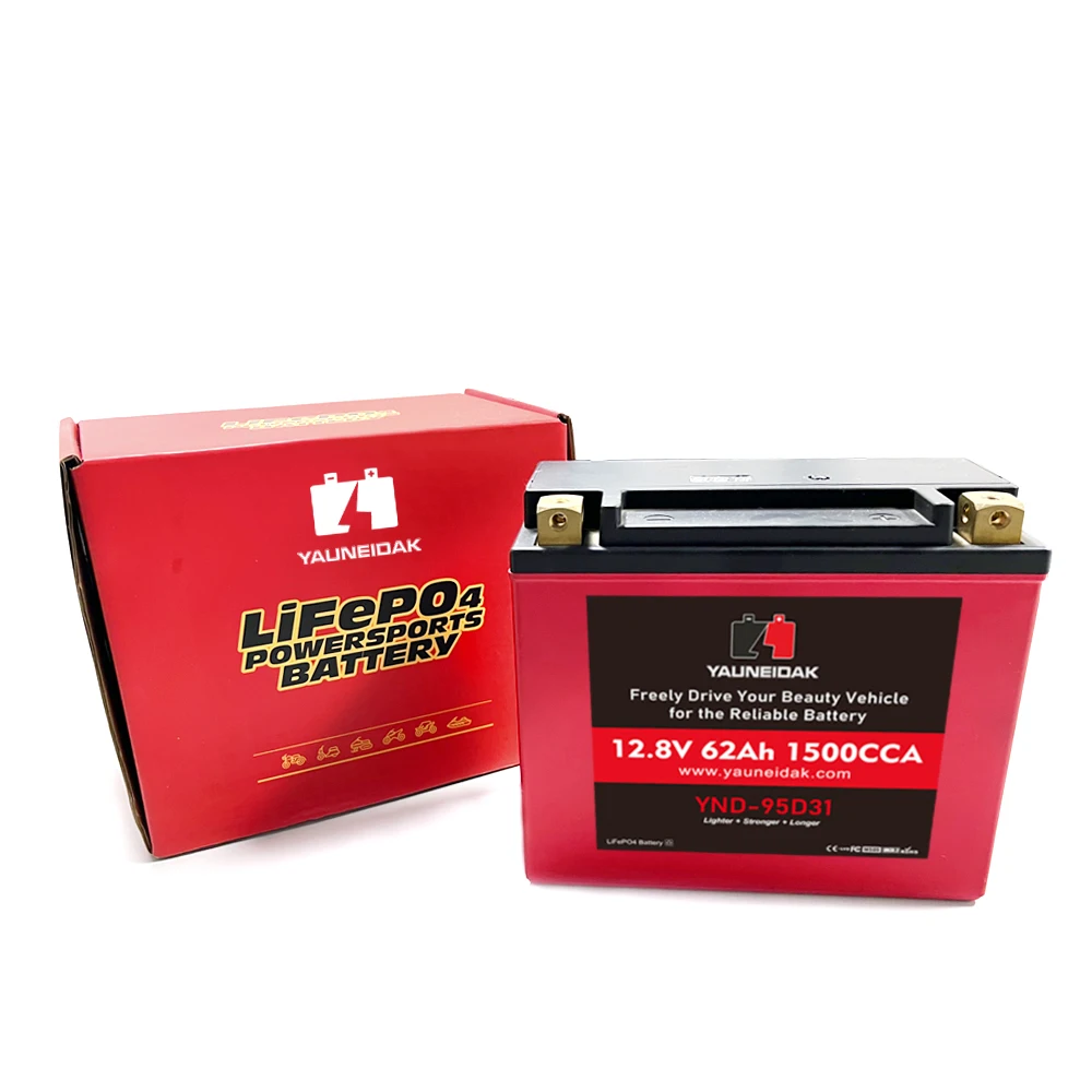 Yauneidak 95D31 12V 62ah 1500CCA Super Rechargeable Lithium Battery for Car, Vehicles, Racing, Truck